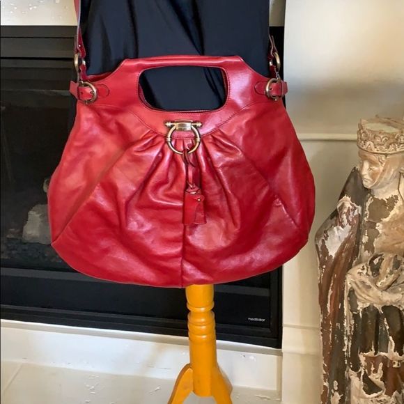 Salvatore Ferragamo Handbags - Salvatore Ferragamo Gancio Levante Red Hobo Tags